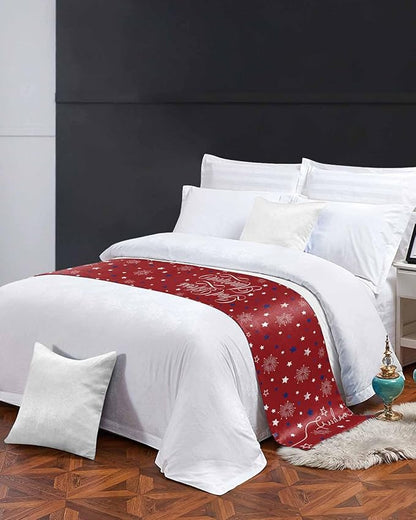 Independence Day Blue White Star Bed Runners for Bedroom Hotel,Decorative Bedding Scarf Freedom Celebration on Red Bed End Blanket Bedding Runner Scarves for King Size Bed,102x20in