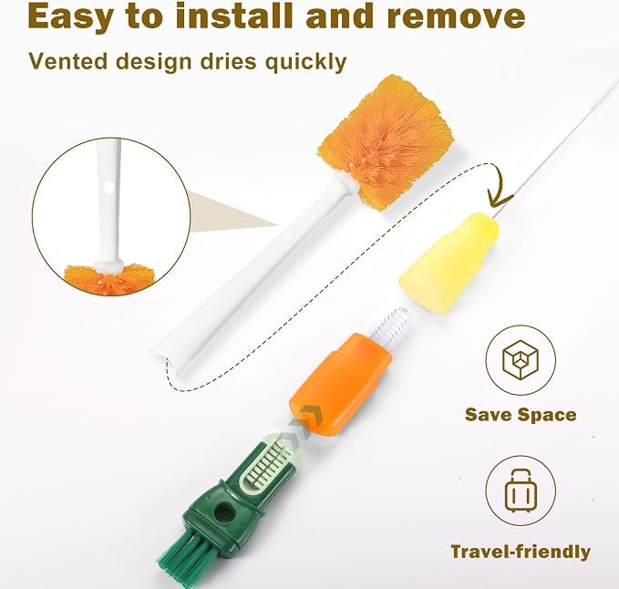 XYFuuee 5 Pack Dish Bottle Brush Set - Image 3