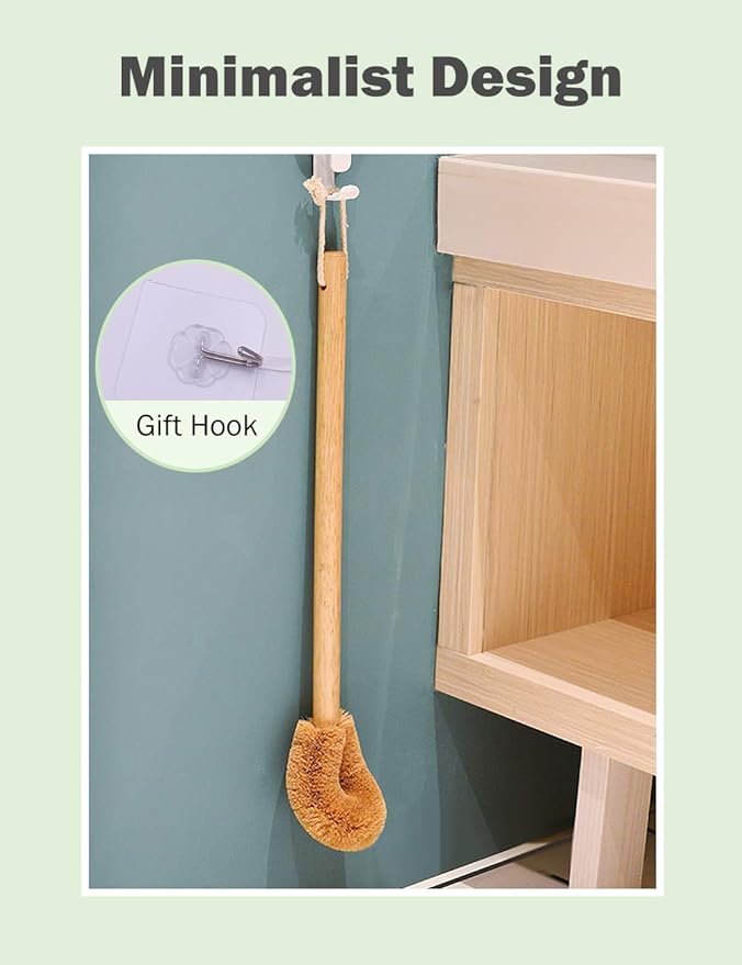 Updated Modern Version Toilet Bowl Brush, Natural Coconut Fiber Brush Head and - Image 5