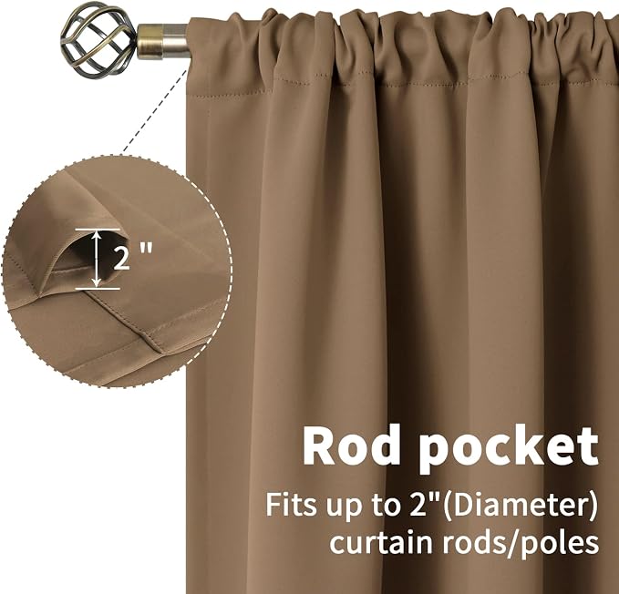 BGment Taupe Blackout Curtains 40 Inches Length - Image 5