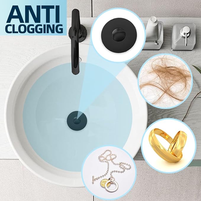 Universal Bathroom Sink Stopper, Pop Up Sink Stopper - Image 6