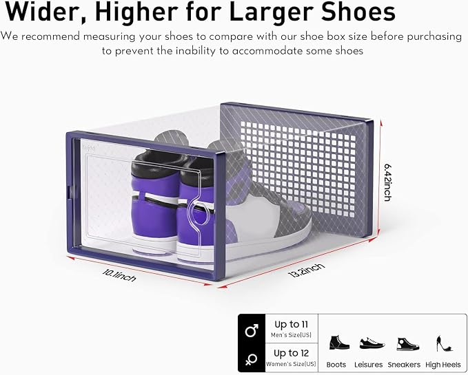 Kuject X-Large Shoe Storage Boxes Organizers Clear Plastic Stackable 12 Pack - Image 2
