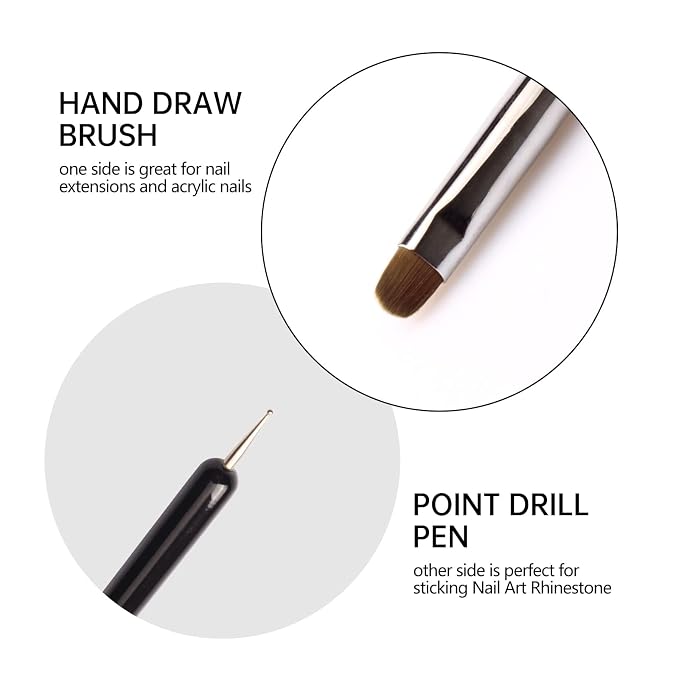 French Nail Brush, YIHUALE 2 Way French Gel Acrylic Nail Art Kolinsky Brush - Image 8