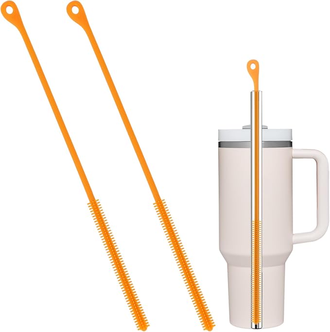 2pcs Silicone Straw Brush, 9.5in Straw Cleaner Brush Extra Long Cleaning by BOXOB