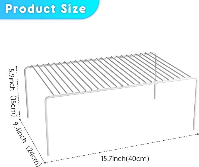 LargeWhite Cabinet Storage Shelf Rack Set of 6, Rustproof Metal Wire Kitchen - Image 3