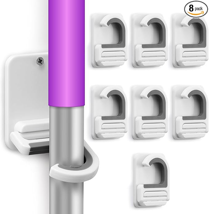 Broom and Mop Holder Wall Mount, Heavy Duty Screw Drilling Gripper Rack by YUWANTING
