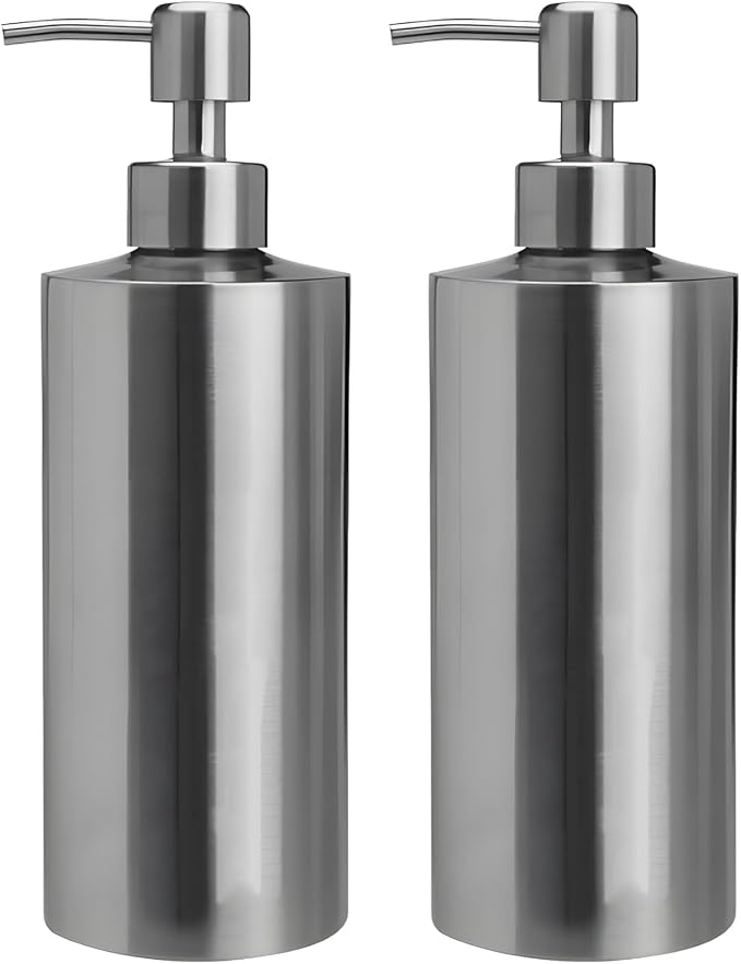 2 Pcs Large 304 Stainless Steel Soap Dispensers, 18.6 fl oz/550 ml Refillable by Varku