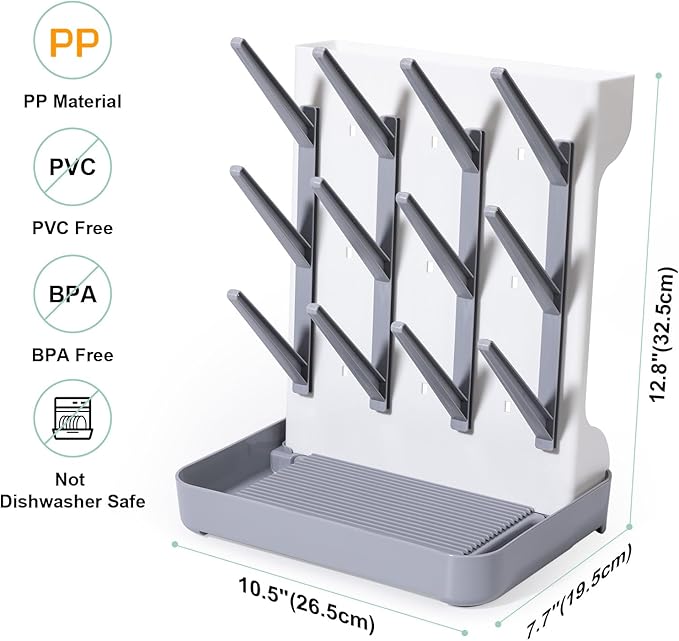 Space Saving Vertical Bottle Drying Rack, Large Countertop Baby Bottle Drying - Image 2