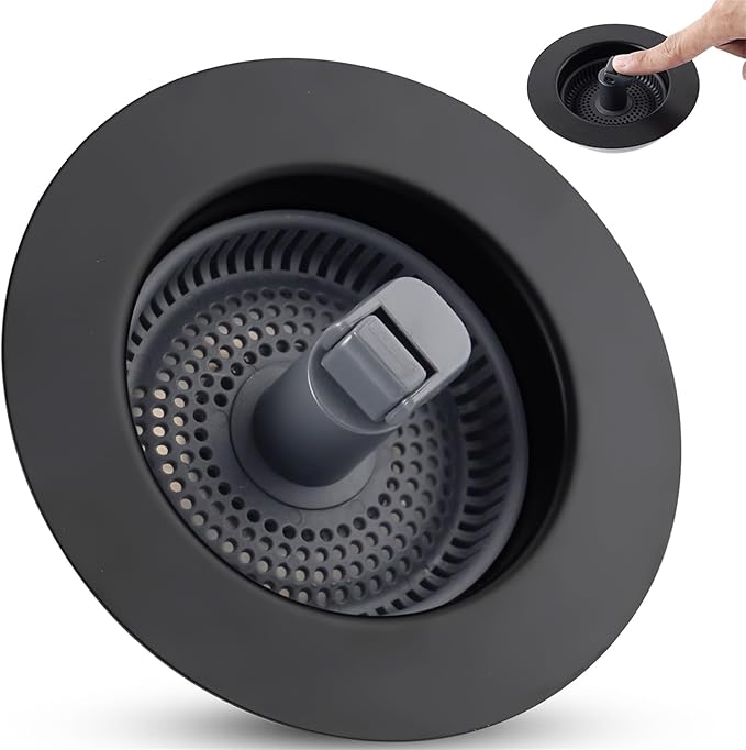 Universal 3 in 1 Kitchen Sink Drain Strainer Stopper Combo, Anti-Clog and Easy by Greatcomfortathome