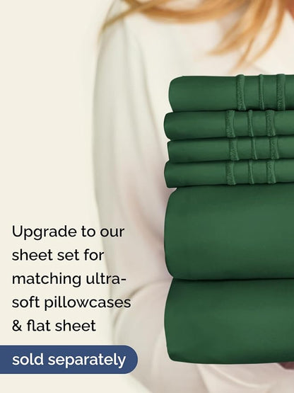 Extra Deep King Fitted Sheet - Hotel Luxury Single Fitted Sheet Only - Easily Fits 18 inch to 24 inch Mattress - Ultra Soft, Wrinkle Free with Extra Deep Pockets - Breathable & Comfy - Emerald Green