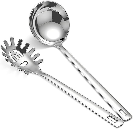 Berglander Kitchen Ladle Spoon and Spaghetti Spoon Set 2 pieces, Pasta Spoon by Berglander