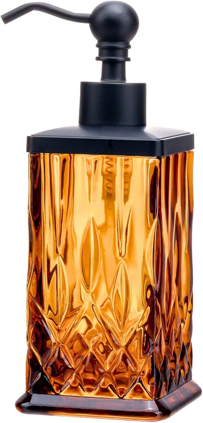 10Oz Amber Glass Soap Dispenser, Heavy Glass & Leak-Proof Rust-Resistant Pump by Unknown