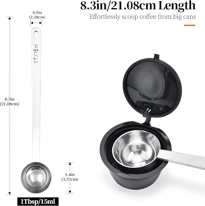 Long Handle Coffee Scoop: 8.3 Inch 18/8 Stainless Steel 1 Tablespoon Metal - Image 2
