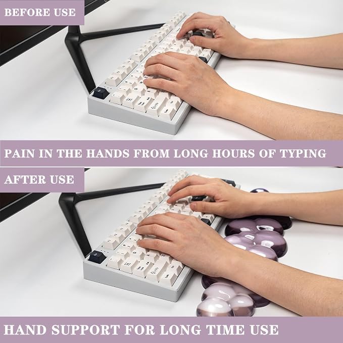 Ergonomic Cloud Silicone Gel Keyboard and Mouse Wrist Rest Set – Clear Wrist - Image 3