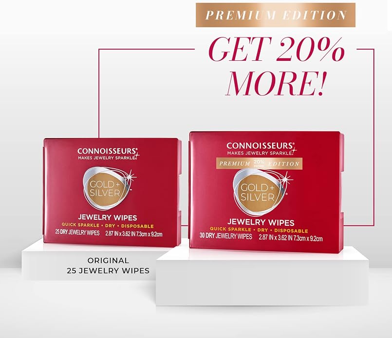 CONNOISSEURS Premium Edition Compact Jewelry Wipes No Rinse Gold and Silver - Image 4