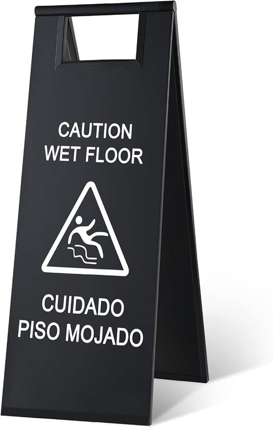 Stainless Steel Wet Floor Caution Sign Bulk 8.8 Pound Portable Foldable Handle by LEIFIDE