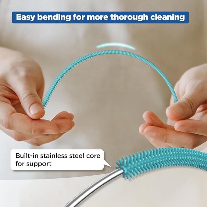 YOTIME Silicone Straw Cleaner Brush, Non-slip Handle Soft and Bendable - Image 4