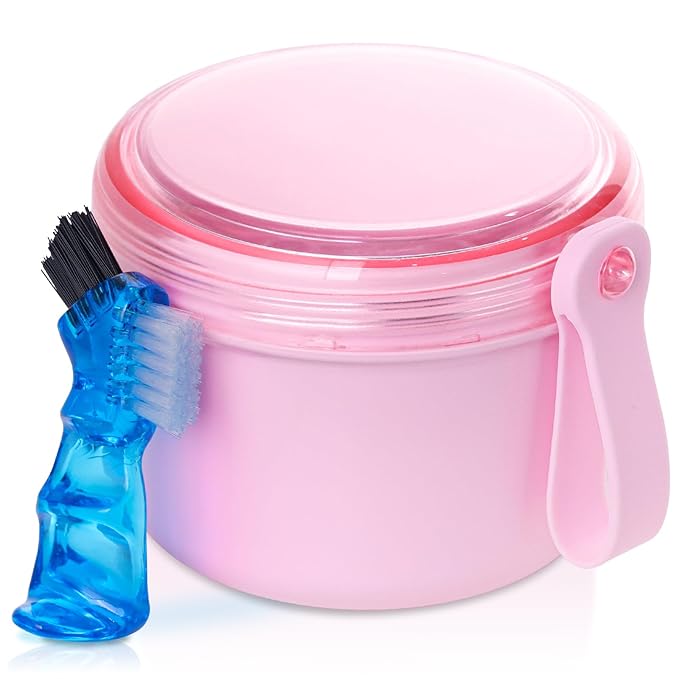 Denture Case, Leak Proof Denture Bath Cup by Heigoeost