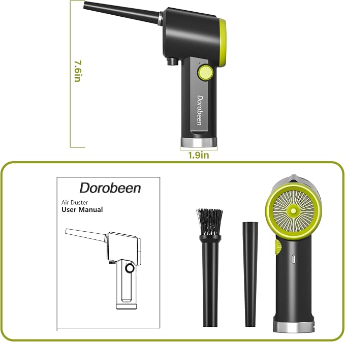 DOROBEEN Compressed Air Duster, Cordless Handheld Air Blower, Stepless Speed - Image 7
