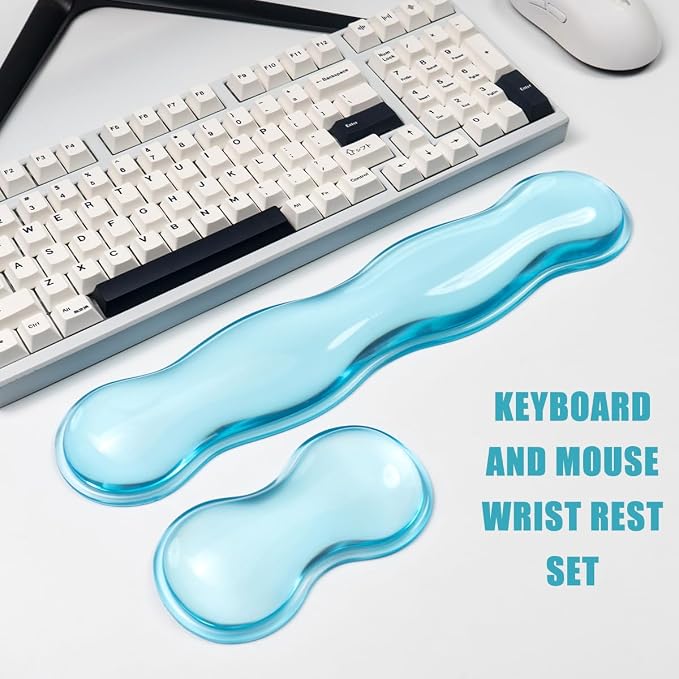 Ergonomic Silicone Gel Keyboard and Mouse Wrist Rest Set – Clear Wrist Rest - Image 2