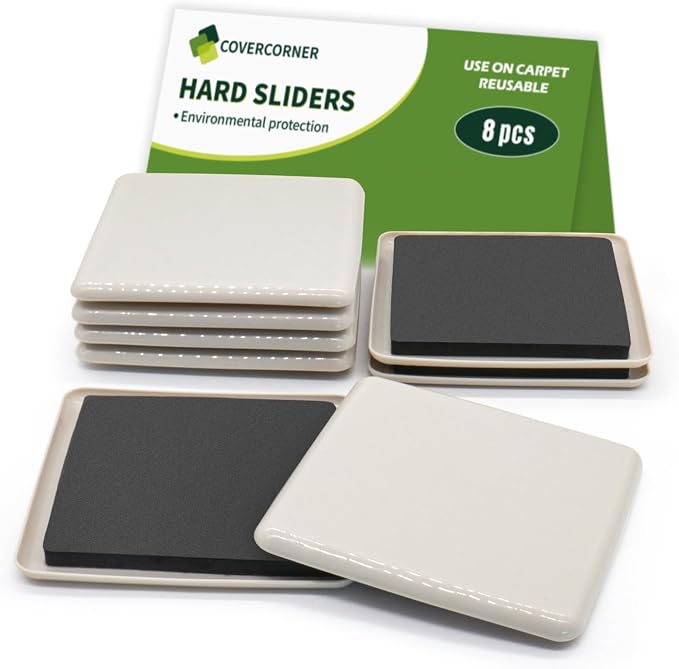 Furniture Sliders for Carpet 8 PCS by COVERCORNER