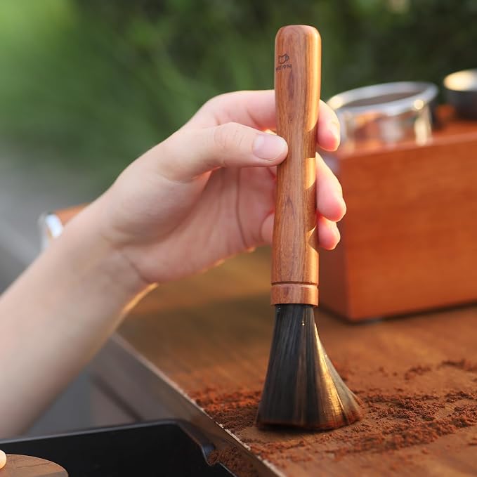 MEION Coffee Grinder Brush, Espresso Brush Tool, Mahogany Coffee Cleaning Brush - Image 2