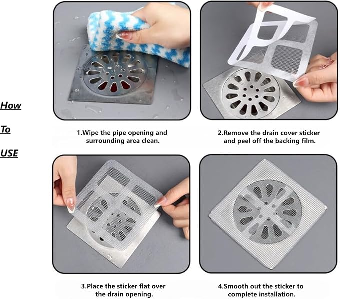 30-Pack Disposable Shower Drain Hair Catchers, Mesh Sticker Covers - Image 5