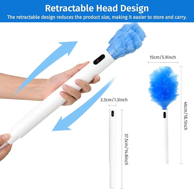 Electric Duster Brush, Rechargeable 360° Spin Electric Feather Duster Cleaner - Image 6