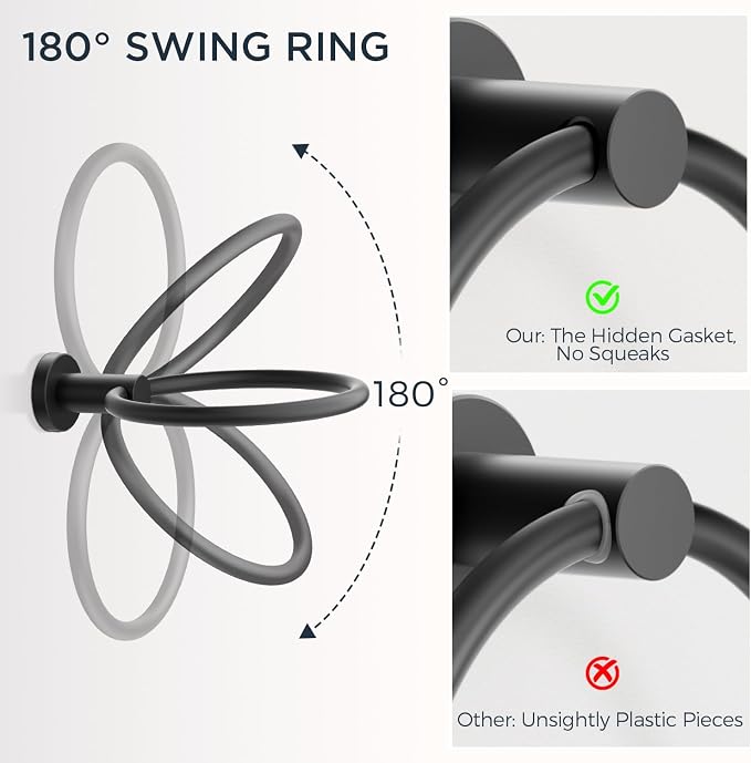 FORIOUS Matte Black Toilet Paper Holder Wall Mount, SUS304 Stainless Steel - Image 4