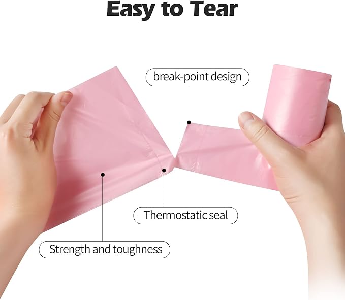 2-4 Gallon Portable Trash Bags, Bedroom Trash Can, Strong Trash Bags（Pink） - Image 3