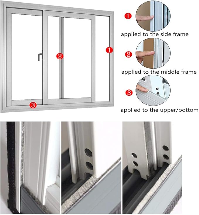 Weather Stripping Brush for Sliding Windows/Doors Frame Side, Pile Self - Image 6