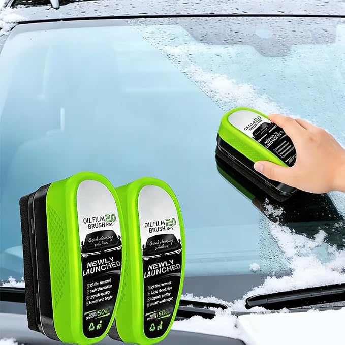 2 Pcs Automotive Oil Film Cleaning Brush, 2.0 Upgrade Clear Car Windshield Oil - Image 9
