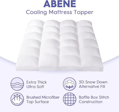 ABENE RV Short Queen Mattress Topper for Back Pain Relief, Extra Thick Mattress Pad Pillowtop, Soft Plush Mattress Cover Bed Topper with Deep Pocket, Overfilled Down Alternative Filling, White