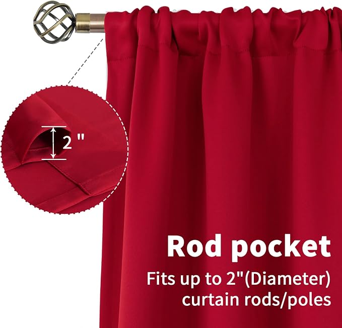 BGment Short Red Blackout Curtains 45 Inches Length - Image 4