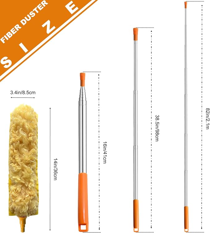 100 Inch Extended Handle Duster Heavy Duty Dusting 360° Duster Refills Kit - Image 2