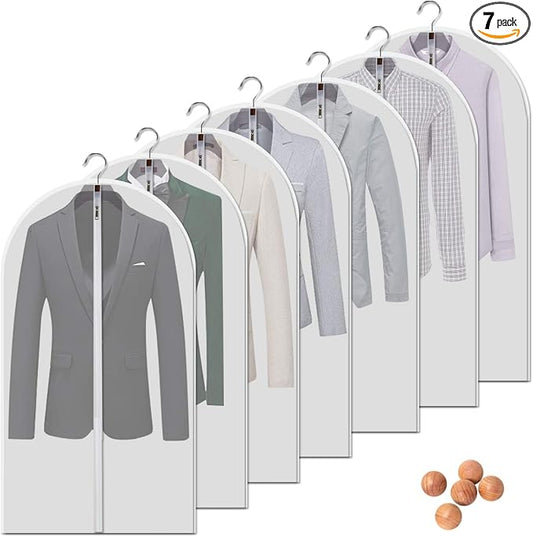 Dust Proof Clear Garment Bags 7 Piece Set by VOSIGREEN