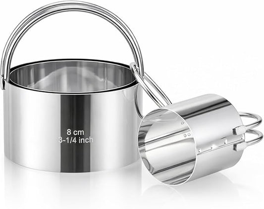 Biscuit Cutter Set with Handle, 3 Piece Stainless Steel Round Cookie Cutter Tool by Vosturdy