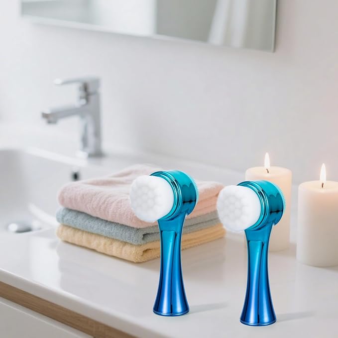 Face Brush 2 in 1, Facial Cleansing Exfoliating Scrubber Brush, Silicone Double - Image 6