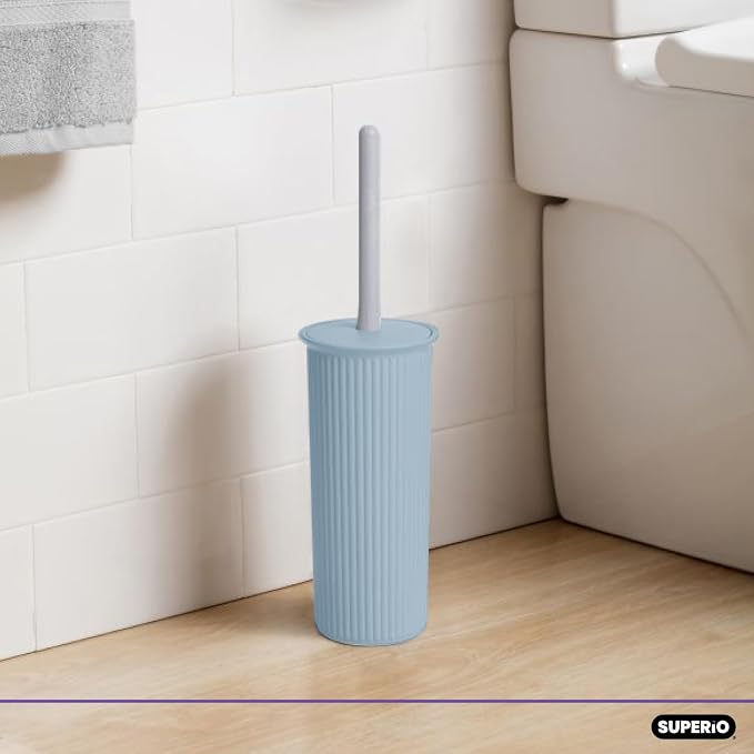 Superio Decorative Plastic Toilet Bowl Brush and Holder Set, Cleaner Scrubber - Image 4
