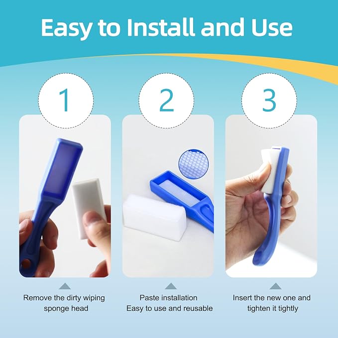 Magic Sponge Eraser with Handle, 33 Refill Melamine Sponges & 2 Scrub Brushes - Image 3