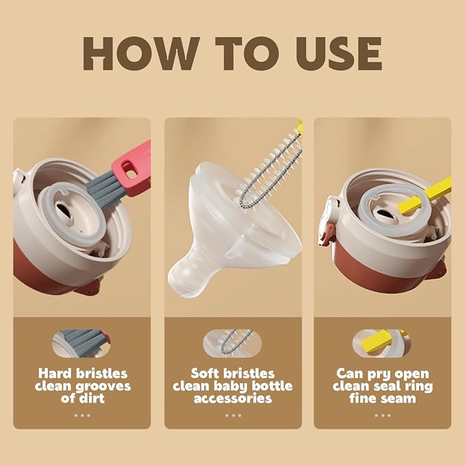 3 in 1 Cup Lid Cleaning Brush, Portable Cup Lid Cleaner - Image 2