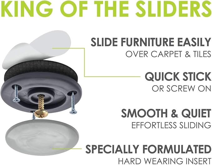 GorillaGlides CB503 2 Inch Furniture Sliders/Screw On Glide Floor Protectors - Image 3