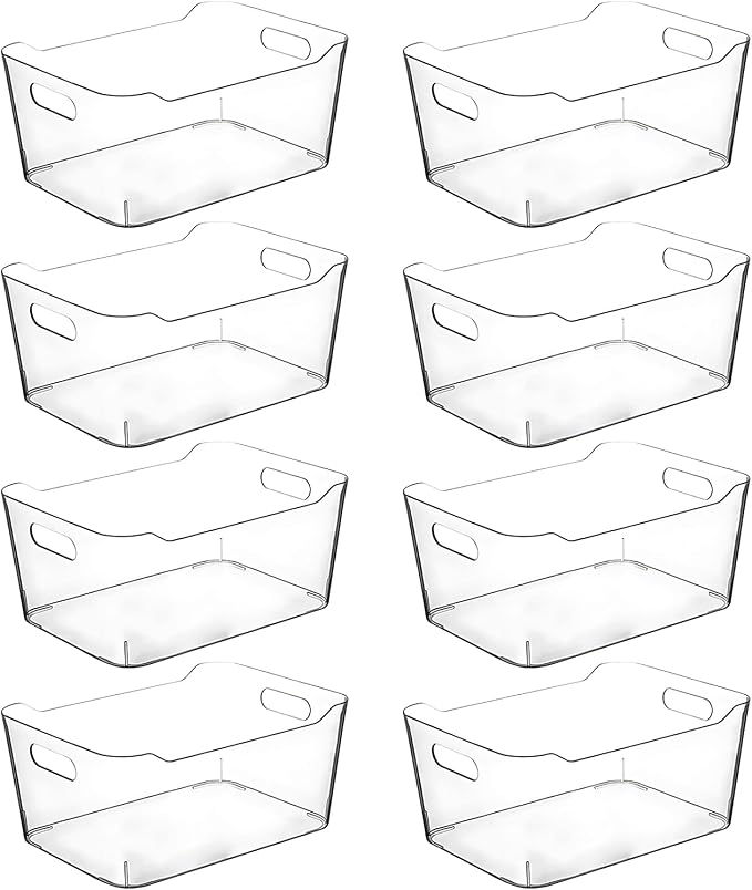 Clear Plastic Storage Bins for Kitchen Organization or Pantry Organizers and by CONTROLKITCHEN