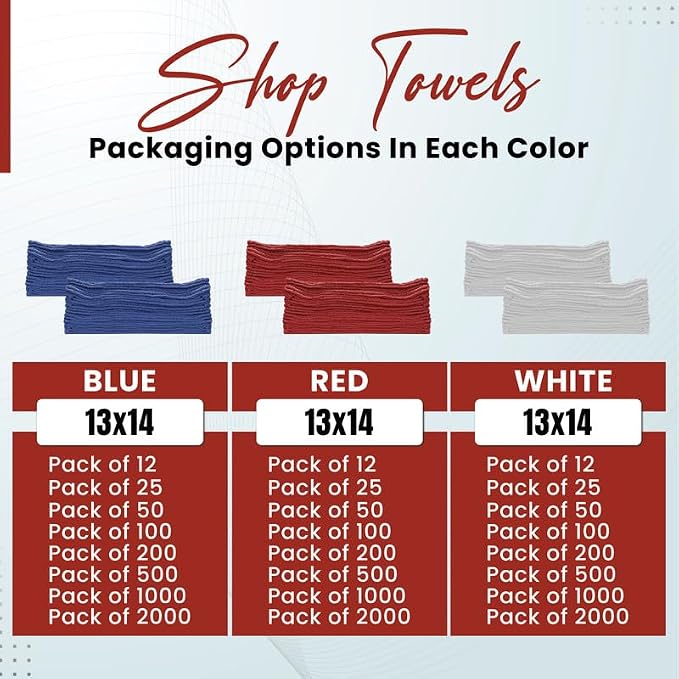 Auto Mechanic Shop Towels, 12 Pack Red - Image 5
