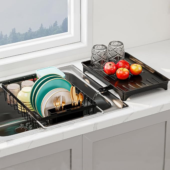 Small Dish Drying Rack in Sink, Expandable Stainless Steel Dish Drainers - Image 8