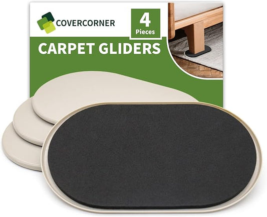 Furniture Sliders for Carpet 4 PCS by COVERCORNER