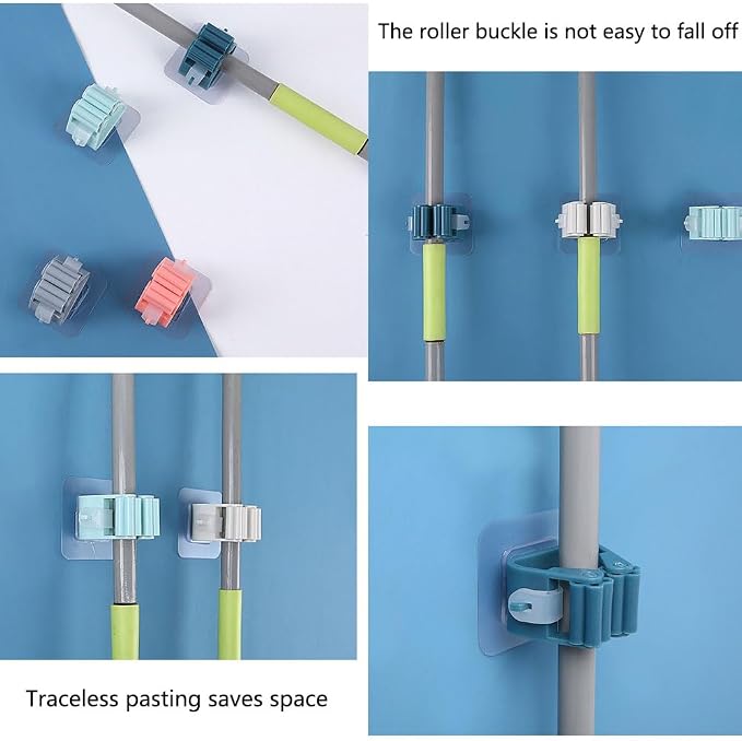 Broom And Mop Holder Clip 4 Pcs Mop Broom Wall Mounted Heavy Duty - Image 5