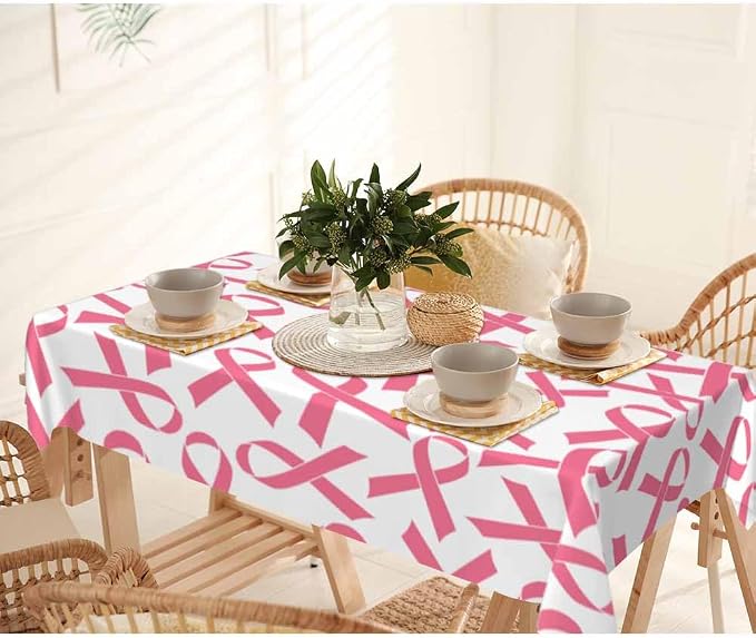 Pink Ribbon Table Cloth 52x70 Cancer Medical Awareness Rectangular Tablecloth - Image 7
