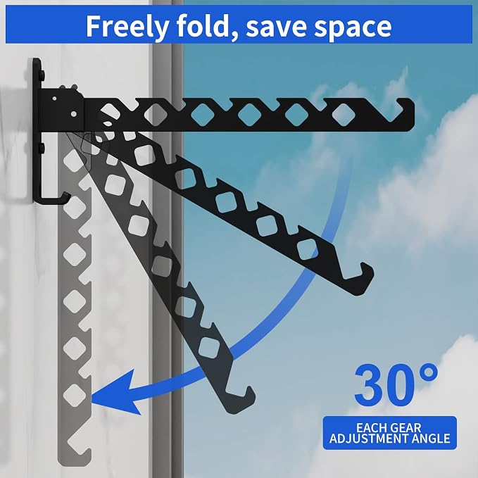 Wall Mounted Clothes Drying Rack, Wall Clothes Hanger Foldable, Laundry Hanger - Image 3