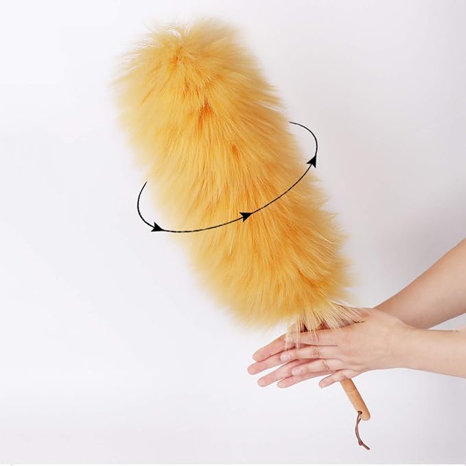 dusters for cleaning, Set Feather Duster Pure Lambs Wool Duster - Image 5